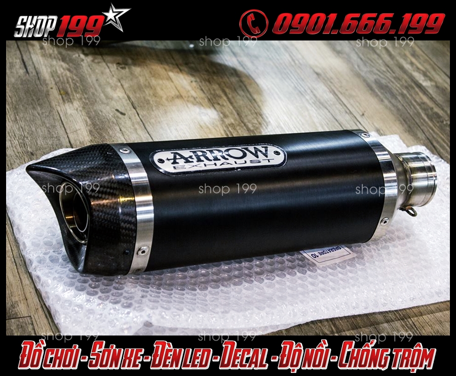 Hình ảnh pô Arrow màu đen độ ngầu và chất tại TpHCM cho xe Vario 150