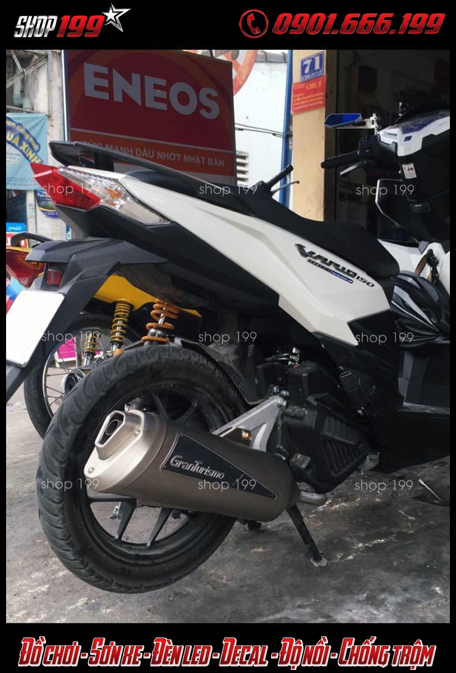 Xe Honda Vario màu trắng độ pô Granturismo đẹp và đẳng cấp