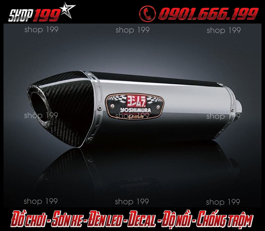 Hình ảnh pô Yoshimura màu bạc cực sang và chất dành độ cho xe Honda Vario 150 tại HCM